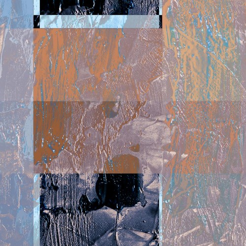 A colorful and textured abstract acrylic painting with dynamic patterns and vibrant hues.